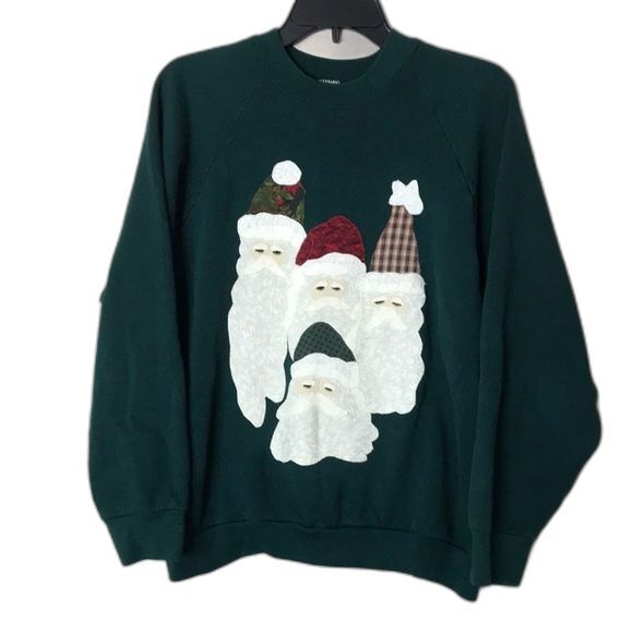 fruit of the loom Santa Clause Father Christmas Fleece Pullover sweater large - Picture 1 of 11